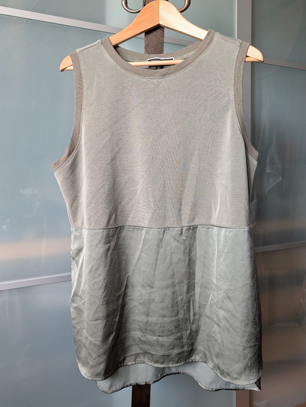 Sleeveless Two-Tone Green Tunic Top -XL